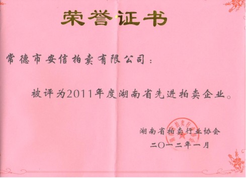 2011年度湖南省先进拍卖企业
